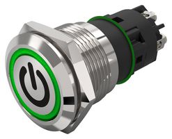 EAO 82-5152.1133.B002 Vandal Resistant Switch, Standby, 82 Series, 19 mm, SPDT, Momentary, Round Flat Flush, Natural