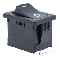 E-SWITCH R1966ABLKBLKGR Rocker Switch, On-Off, SPST, Non Illuminated, Panel, Snap-In, Black, R1966 Series