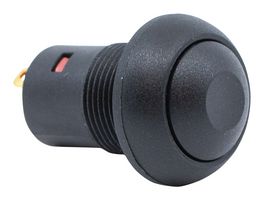 E-SWITCH RP8200B2M1CEBLKBLKNIL Pushbutton Switch, RP8200 Series, 13.6 mm, SPST-NO-DM, Off-On, Round, Black