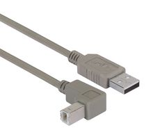 L-COM CAA-90DB-05M USB Cable, Type A Plug to Type B Plug, 500 mm, 19.7 ", Grey
