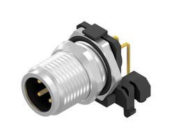 AMPHENOL CONEC 43-01205 Sensor Connector, M12, Male, 4 Positions, PCB Pin, Right Angle Panel Mount