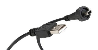 AMPHENOL CONEC 17-250031 USB Cable, IP67, Type A Plug to Mini Type B Plug, 2 m, 6.6 ft, USB 2.0, Black