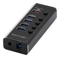 ROLINE 14.02.5058 USB Hub, 4 Port, USB 3.2 Gen1, Switchable, 5 Gbps, USB 3 Type B Female to USB 3 Type A Female, Black