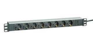 ROLINE 19.07.1622 Extension Lead, 19" Cabinet, ALU, White, 8 Outlets, Schuko, 10 A, 250 V, IEC 60320 C14, 2 m