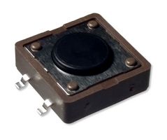 MULTICOMP PRO MPTSM-25K-S-V Tactile Switch, SPST-NO, Top Actuated, 8.5mm, SMD, Black Round Button, 130 gf, 50mA at 12VDC