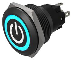 EAO 82-6951.1124.B002 Vandal Resistant Switch, Standby, 82 Series, 22 mm, SPDT, Momentary, Round Flat Flush, Black