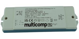 MULTICOMP PRO MP011870 LED Driver, LED Lighting, 30 W, 24 V, 1.25 A, Constant Voltage, 100 VAC