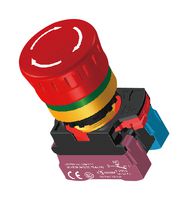 MULTICOMP PRO MP-AP2E-BTE01R Emergency Stop Switch, Red, SPST-NC, Rotate Release, Quick Connect, 10 A, 120 V, 24 V