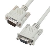 L-COM CS2H15MF-15 Computer Cable, HD-15 Plug, HD-15 Receptacle, 15 ft, 4.6 m, Light Grey, CS2H15MF Series