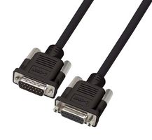 L-COM CS2NB15MF-2.5 Computer Cable, D Subminiature Plug, 15 Way, D Subminiature Socket, 15 Way, 2.5 ft, 762 mm, Black