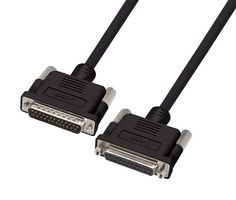 L-COM CS2NB25MF-50 Computer Cable, D Subminiature Plug, 25 Way, D Subminiature Socket, 25 Way, 50 ft, 15.2 m, Black