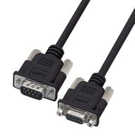 L-COM CS2NB9MF-25 Computer Cable, D Subminiature Plug, 9 Way, D Subminiature Socket, 9 Way, 25 ft, 7.6 m, Black