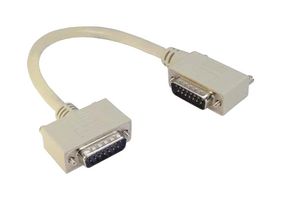 L-COM CSMNRA15-2MM-2.5 Computer Cable, D Subminiature Plug, 15 Way, D Subminiature Plug, 15 Way, 90°, 2.5 ft, 762 mm