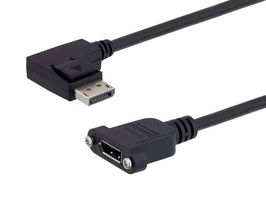 L-COM DPA00001-010I Audio / Video Cable Assembly, DisplayPort Right Angle Plug, DisplayPort Receptacle, 10 ft, 3.1 m