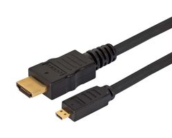 L-COM MICHD-HD-1 Audio / Video Cable Assembly, HDMI A Plug, HDMI D Plug, 3.3 ft, 1 m, Black, MICHD-HD Series
