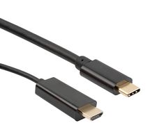 L-COM VHA00020-3M Audio / Video Cable Assembly, HDMI A Plug, USB 3.1 Type C Plug, 9.8 ft, 3 m, Black