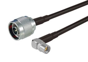 L-COM CA-SSMNMA002 RF / Coaxial Cable Assembly, 2 ft, 609.6 mm, CA-195, SMA Right Angle Plug, N-Type Plug, 50 ohm