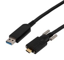 L-COM AOC-U30AMCM-C1S-020 USB Cable, Type A Plug to Type C Plug, 20 m, 65.6 ft, USB 3.0, Black