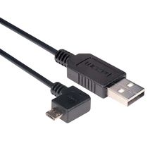 L-COM CAA-90RMICB-2M USB Cable, Type A Plug to 90° Micro Type B Plug, 2 m, 6.6 ft, USB 2.0, Black