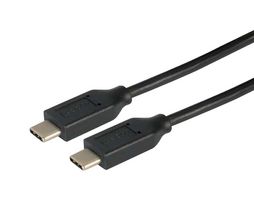 L-COM CAU2CC-05M USB Cable, Type C Plug to Type C Plug, 500 mm, 19.7 ft, USB 2.0, Black