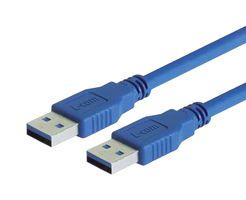 L-COM CAU3AA-075M USB Cable, Type A Plug to Type A Plug, 750 mm, 29.5 ft, USB 3.0, Blue