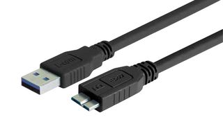 L-COM CAU3ZAMICB-03M USB Cable, Type A Plug to Micro Type B Plug, 300 mm, 11.8 ft, USB 3.0, Black