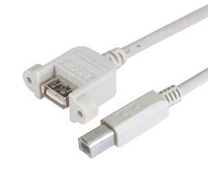 L-COM UPMAB-2M USB Cable, USB Type A Receptacle to USB Type B Plug, 2 m, 6.6 ft, USB 2.0, Light Grey