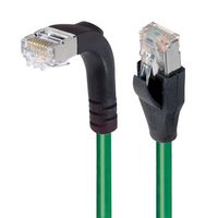 L-COM TRD695SRA1GR-20 Ethernet Cable, Cat6, 90° RJ45 Plug to RJ45 Plug, FTP (Foiled Twisted Pair), Green, 6.1 m, 20 ft