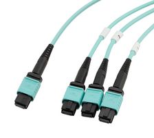 L-COM MPF24-MPF308OM4R-1 Fibre Optic Cable, OM4 Multimode, 50µm/125µm, 24 Fibres, MPO Jack to 3x MPO Jack, 1m