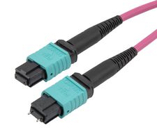 L-COM MPMF12OM4AP-1 Fibre Optic Cable, Multimode, 12 Fibres, 50µm/125µmDia, MPO Plug-MPO Jack, 1m