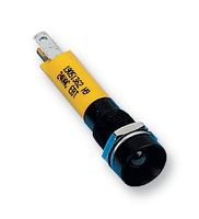 CML INNOVATIVE TECHNOLOGIES 19031352 LED Panel Mount Indicator, Black Chrome Bezel, Yellow, 24 VDC, 6 mm, 15 mA, 6 mcd, IP40