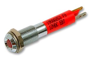 CML INNOVATIVE TECHNOLOGIES 19000353 LED Panel Mount Indicator, Satin Chrome Bezel, Red, 24 VDC, 6 mm, 15 mA, 8 mcd, IP40