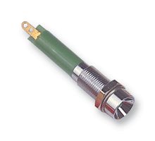 CML INNOVATIVE TECHNOLOGIES 19030351 LED Panel Mount Indicator, Satin Chrome Bezel, Green, 24 VDC, 6 mm, 15 mA, 6 mcd, IP40