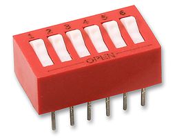 GRAYHILL 76SB06ST.. DIP / SIP Switch, 6 Circuits, Piano Key, Through Hole, SPST, 30 VDC, 150 mA