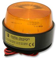 DELTA DESIGN LP1X24/1AMBER Beacon, Xenon, Amber, Flashing, 1W, 24VDC, IP67, 77mm Dia., 45mm Height