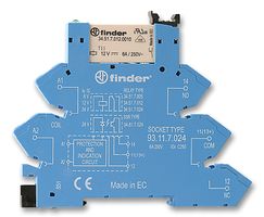 FINDER 38.61.7.024.0050 General Purpose Relay, 38 Series, Interface, SPDT, 24 VDC, 6 A