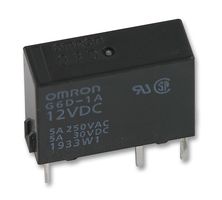ARATAS G6D-1A-ASI DC12 General Purpose Relay, G6D-ASI Series, Power, Non Latching, SPST-NO, 12 VDC, 5 A