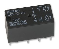 OMRON ELECTRONIC COMPONENTS G5V-2-H1 DC5 Signal Relay, 5 VDC, DPDT, 1 A, G5V-2 Series, Through Hole, Non Latching