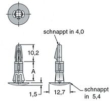 ETTINGER 006.81.116 PCB Spacer, Reverse Lock-In Support, Nylon 6.6, 6.4mm x 3.2mm