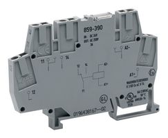 WAGO 859-390 Power Relay, SPDT, 24 VDC, 5 A, 859 Series, DIN Rail, Non Latching