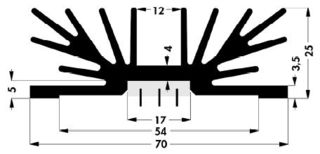 FISCHER ELEKTRONIK SK 64 75 SA 2 X M3 TO 220 Heat Sink, TO-220, 2.7 °C/W, TO-220, 75 mm, 25 mm, 75 mm