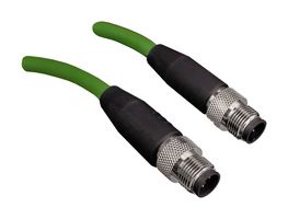 STEWART CONNECTOR BC-MADD020M Sensor Cable, D Code, M12 Plug, M12 Plug, 4 Positions, 2 m, 6.6 ft, BC Series