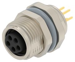 TE CONNECTIVITY T4041417051-001 Sensor Connector, M8, Female, 5 Positions, PCB Socket, Straight Panel Mount