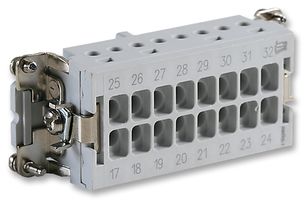 TE CONNECTIVITY - HTS 1-1103639-9 Heavy Duty Connector, 16+PE Signal, Insert, 17 Contacts, 10, Receptacle, Screw Socket