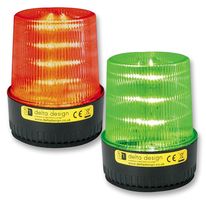 DELTA DESIGN 44602101 Beacon, LED, Red, Green, Flashing, 100VACDC, IP67, 77mm Dia., 95mm Height