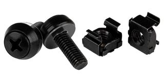 STARTECH CABSCREWM6B Screw & Cage Nut, M6 x 12mm, Screws and Cage Nuts, 50 Pack, Black