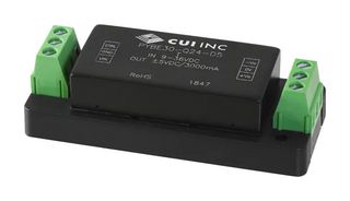 CUI PYBE30-Q48-S12H-T Isolated Chassis Mount DC/DC Converter, With Heatsink, ITE, Module, 4:1, 30 W, 1 Output, 12 VDC