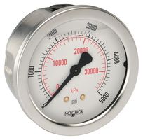NOSHOK 25-910-2000-PSI/KPA Pressure Gauge, 2000 psi, -20 °C to 60 °C, 1/4" NPT, Dual Scale - psi/kPa, 900 Series