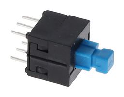 E-SWITCH TL2202OAYA Pushbutton Switch, Subminiature, TL2202 Series, DPDT-DB, On-(On), Plunger for Cap, Blue