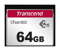 TRANSCEND TS64GCFX602 Flash Memory Card, MLC NAND, CFast 2.0 Card, 64 GB